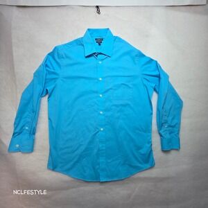 Croft & Barrow Mens Easy Care Classic Fit Dress Shirt Blue 17 34/35 Long Sleeve